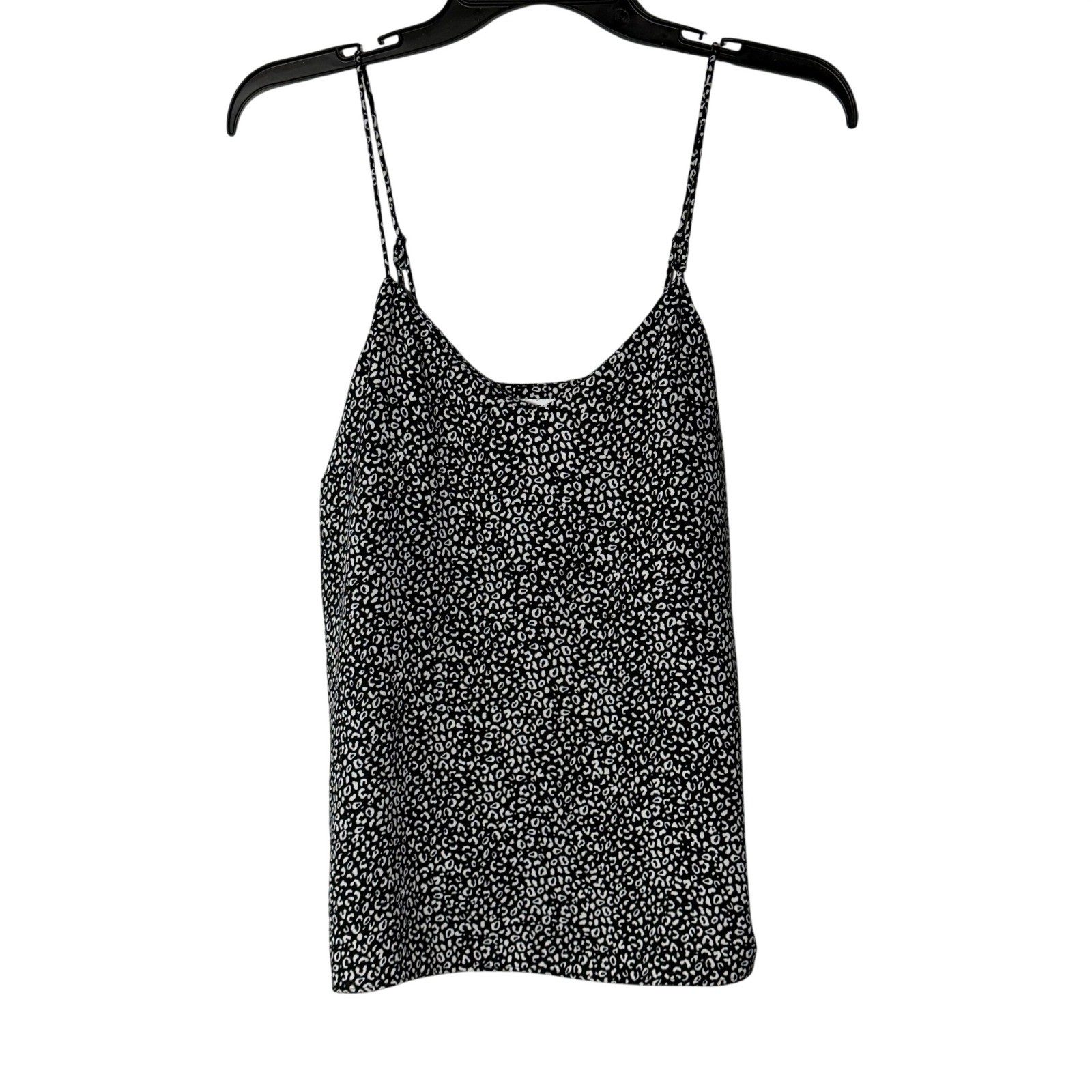 Nine West Womens Black White Leopard Print Cami Tank Top V-Neck Medium