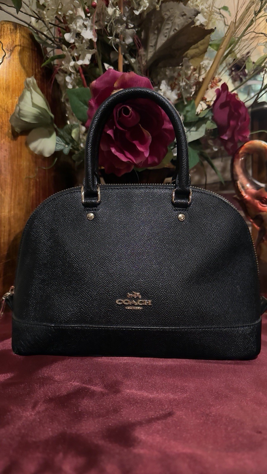 Small Coach Black Crossgrain Leather SIERRA Satchel Hand Bag Tote