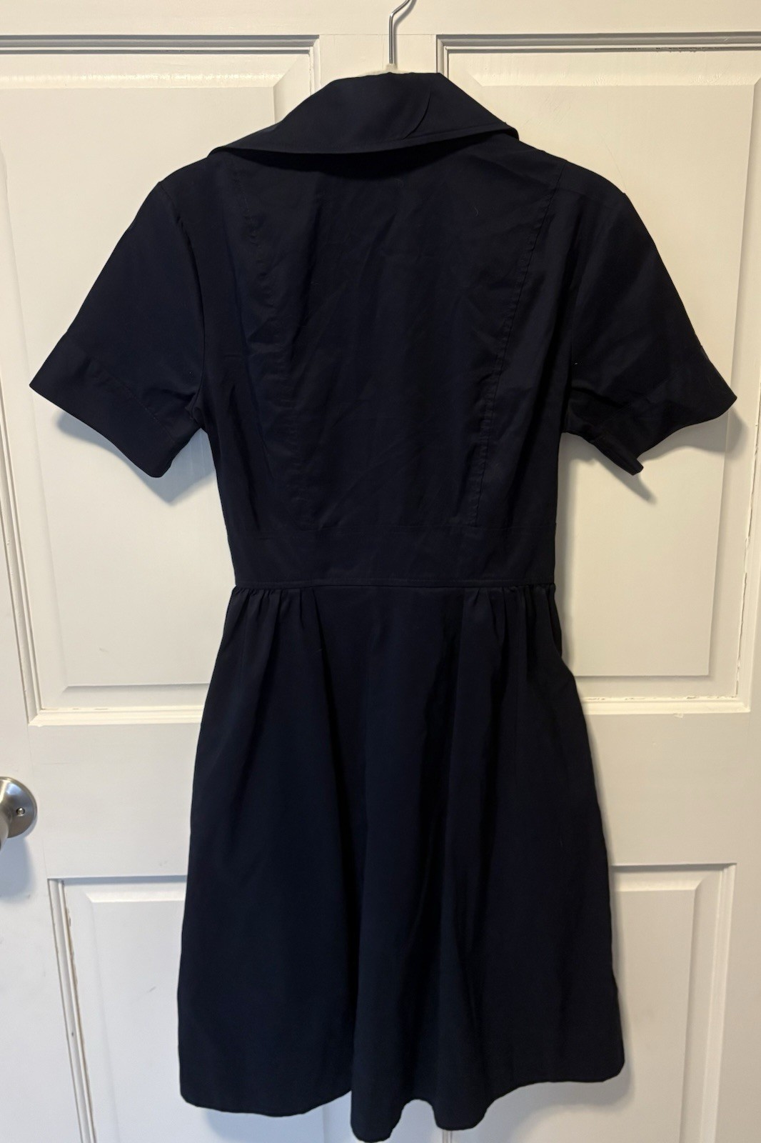 Diane Von Furstenberg Navy Classic Shirt Tie Poplin Collared Dress 6 S Small