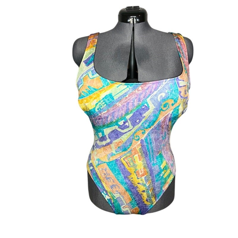 Cazimi one piece swimsuit pastel abstract print high cut