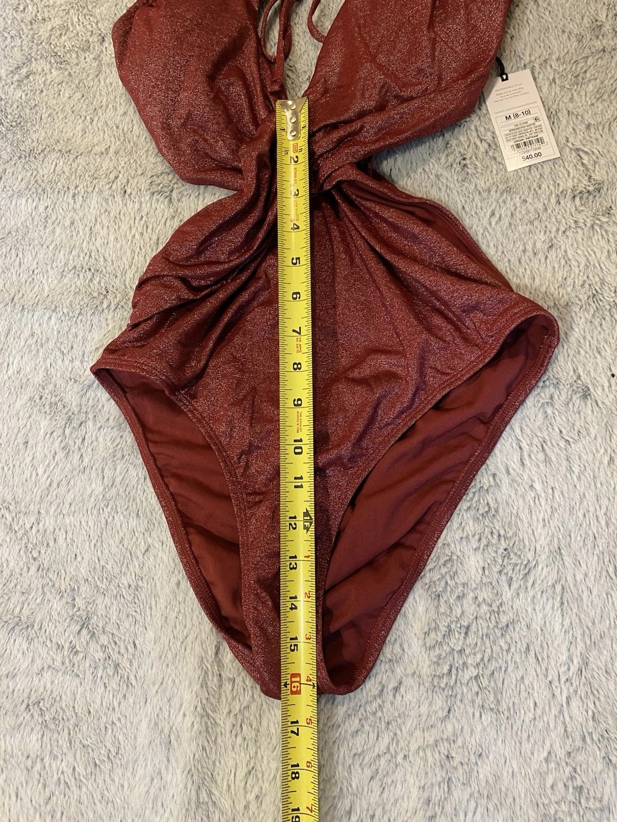 Shade and Shore Women’s Bathing Suit Size Medium Burgandy Metalic Sides Out