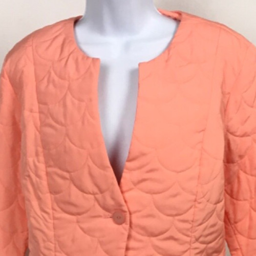 B Belongings Jacket Size L Light Orange Quilted Long Sleeves Single Button Close