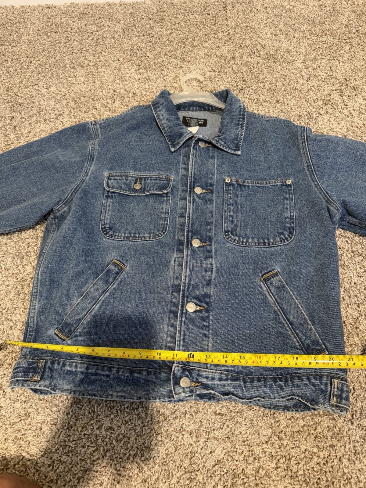 Polo Jeans Co. Ralph Lauren Men’s Blue Denim Jacket Flag Patch size M 90s