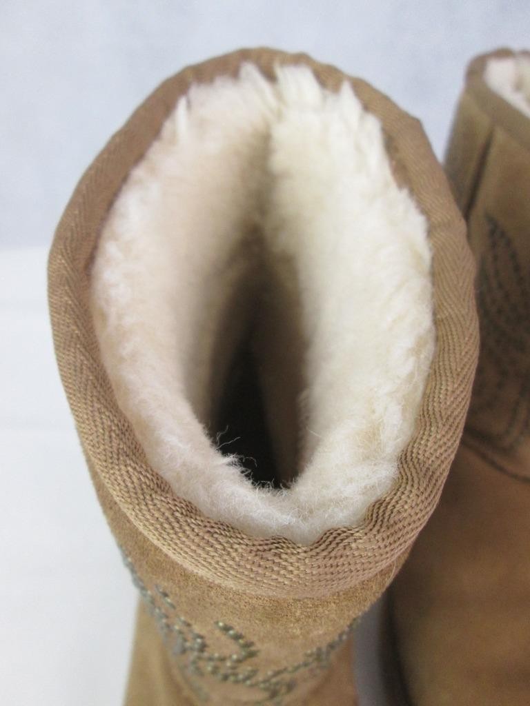 UGG AUSTRALIA ADELAIDE WOMENS CHESTNUT STUDDED SUEDE SHEEP SKIN BOOTS SZ: 6 EUC