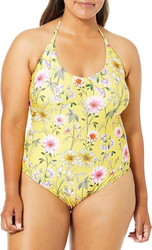 Lucky Brand Womens Cruisin Coronado One Piece Swimsuit Yellow Size 1X