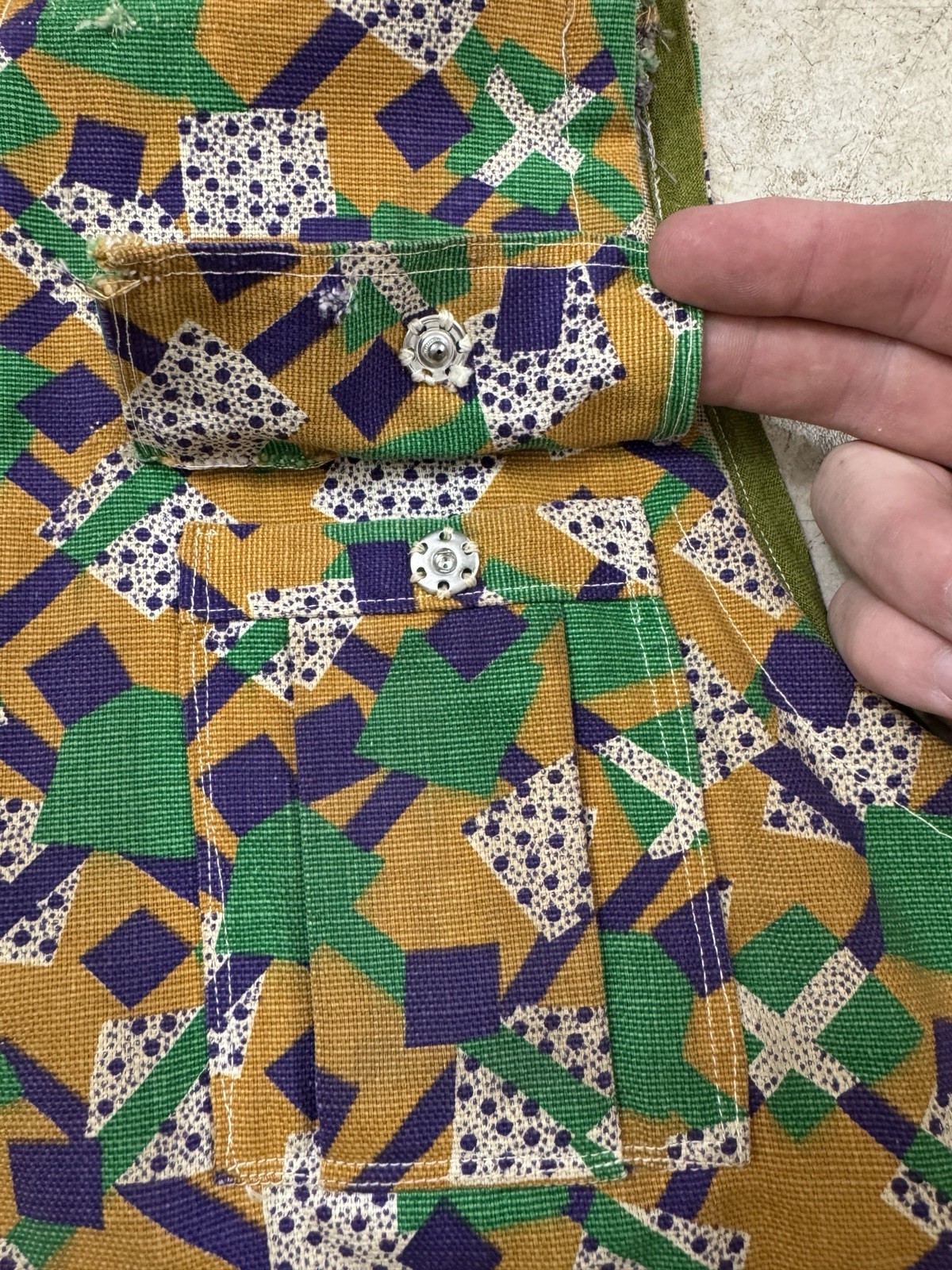 Homemade Hunting Vest 60s 70s Vtg Custom Pockets All Over Print Outdoor XXL