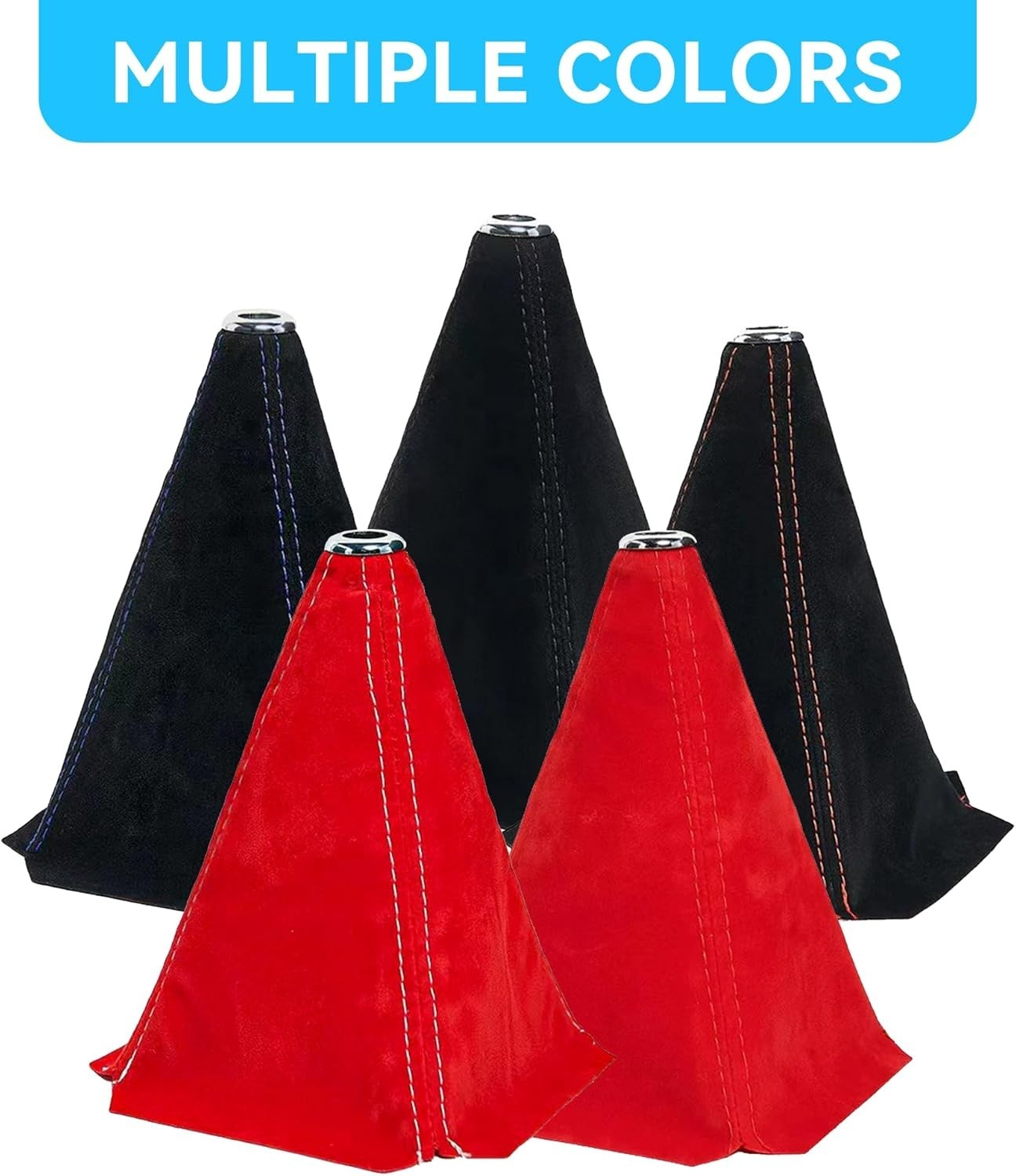 JDM Universal Suede Manual Shift Boot Black W/Red Stitching Compatible with Hond