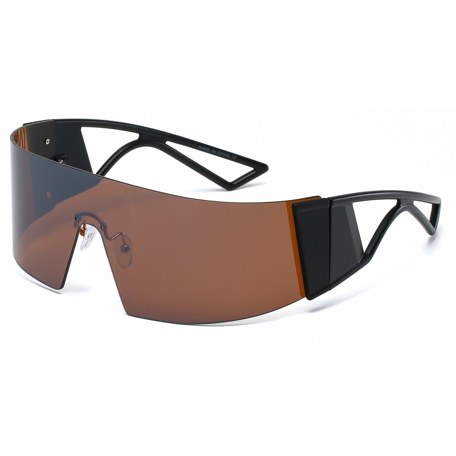 Futuristic Shield Men Sunglasses Gradient Tinted Lenses Bold Black Frames Visor