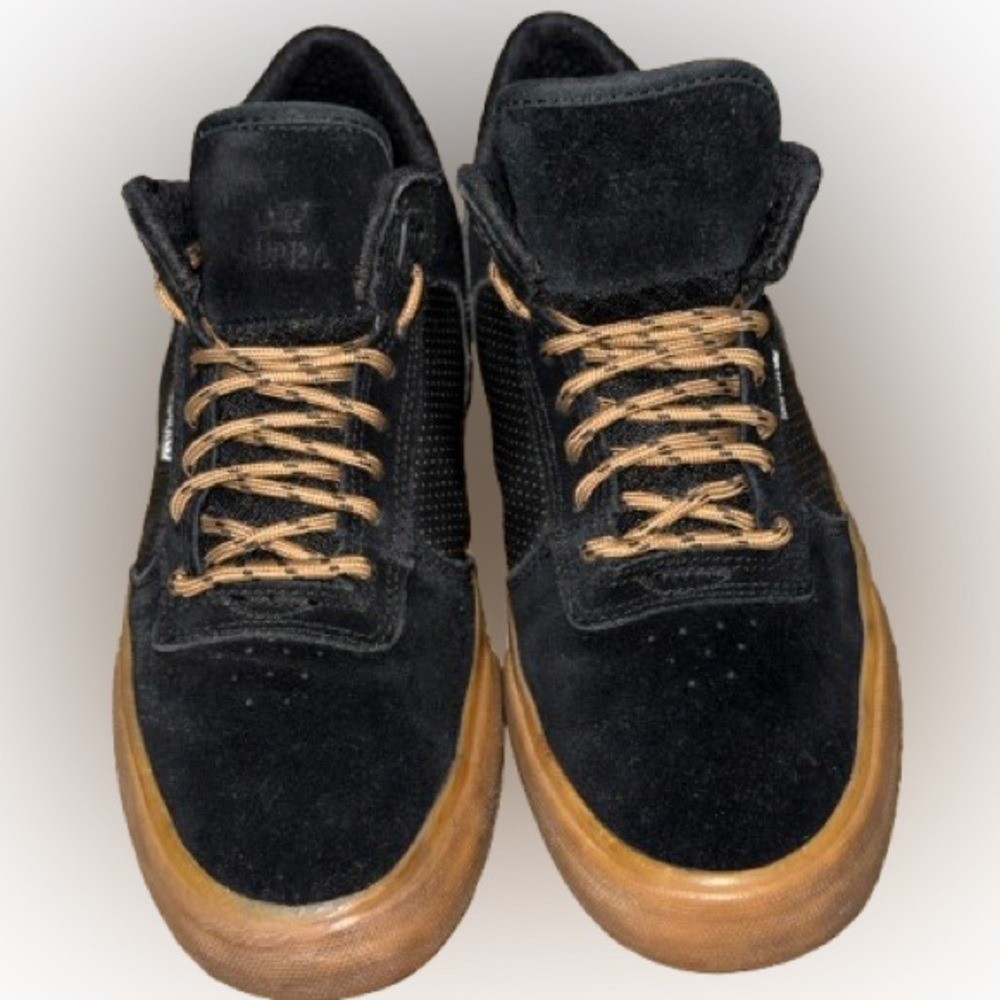 👟🛹 SUPRA Black Suede Skate Shoes Gum Sole Streetwear Sneakers | US Men’s 8