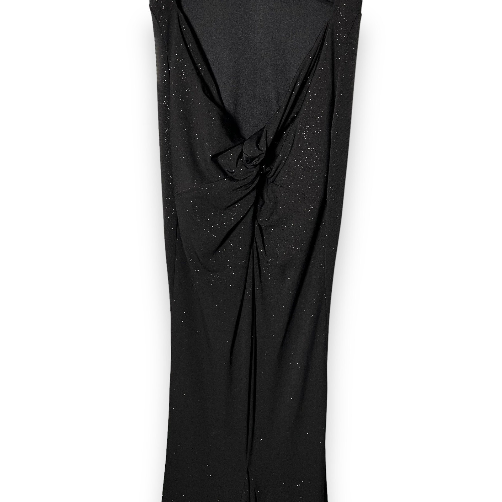 Ladivine By Cinderella Divine Black Glitter Fitted Long Rauch Mermaid Dress S