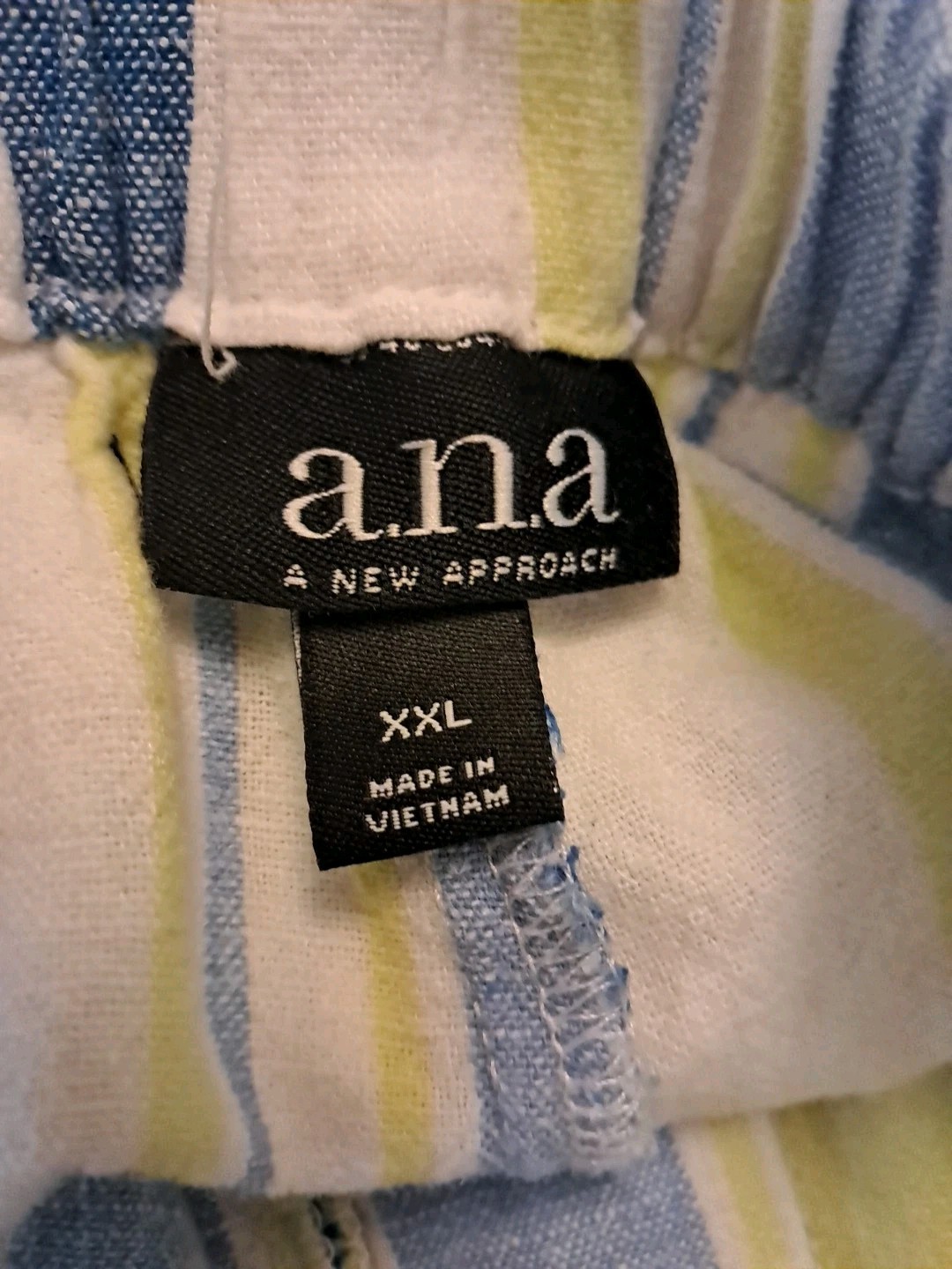 a.n.a. XXL Linen Blend Womens Linen Blend Striped Beach Coastal Pants High Rise