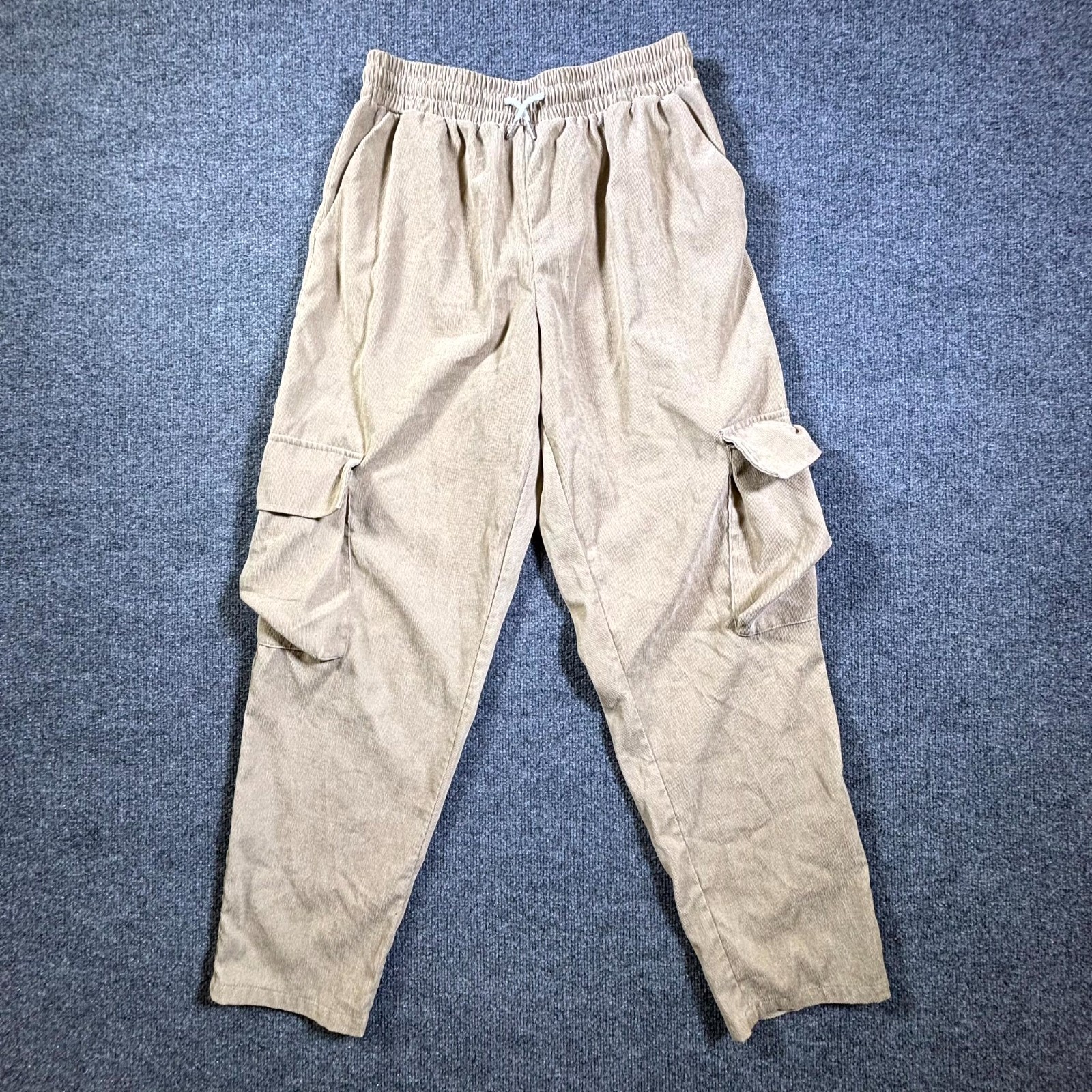 BoohooMAN Cargo Pant Men’s XL Beige Polyester Corduroy Tapered Workwear Stretch