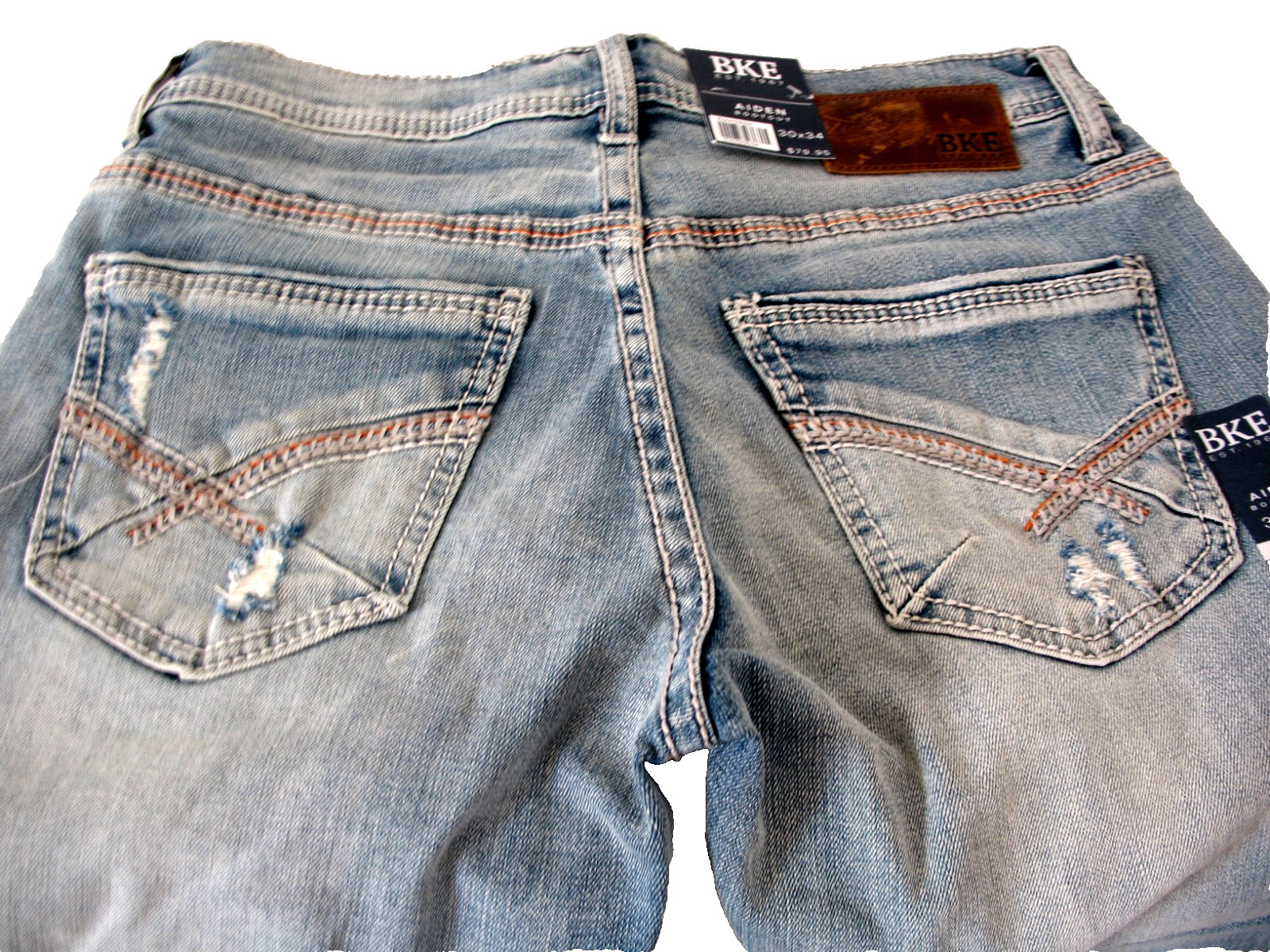 BKE Buckle Aiden, Bootcut Jeans LightWash Distressed Stretch Denim Men 30×34 NEW