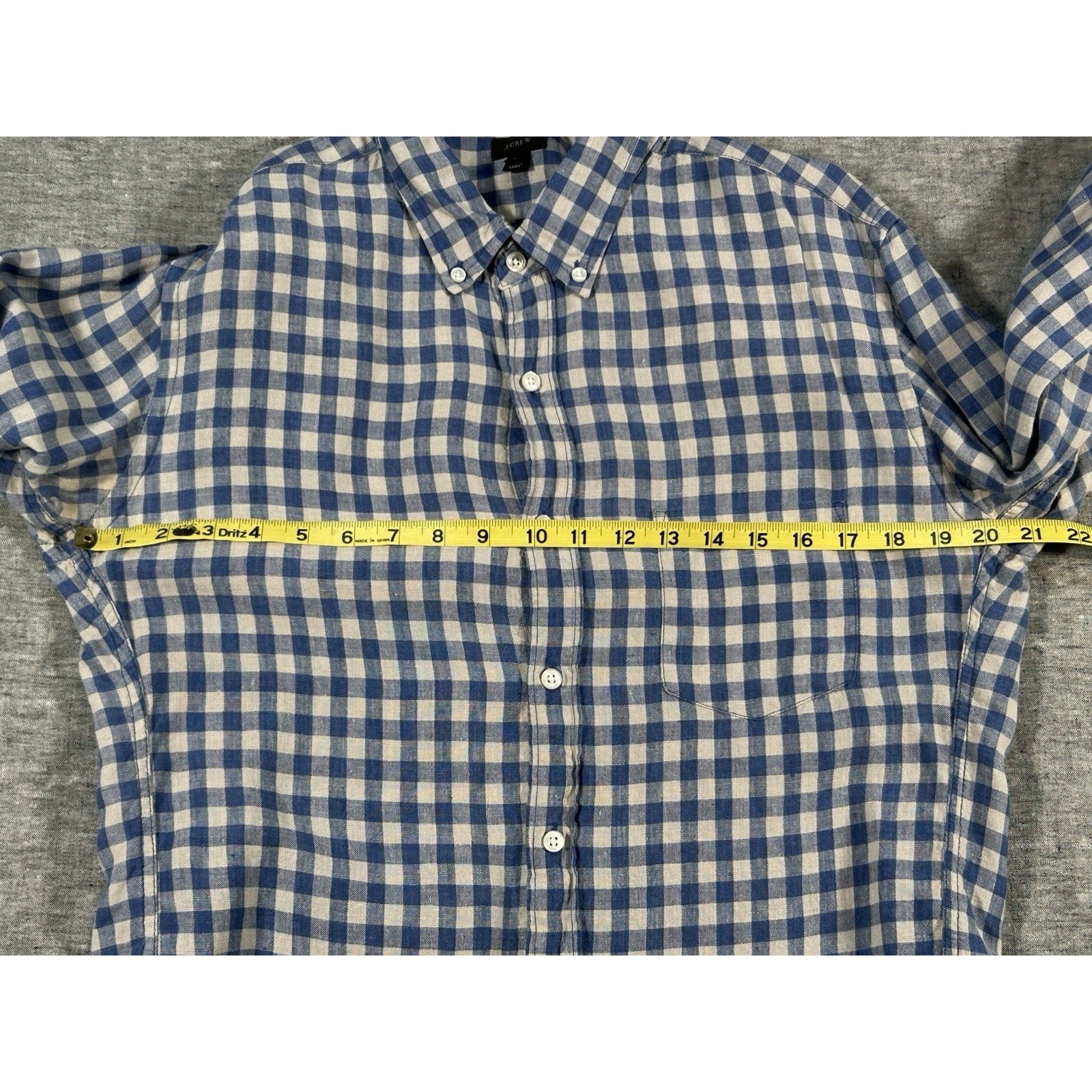 J Crew Baird McNutt Irish Linen Shirt Mens Large Plaid Classic Preppy Button-Up