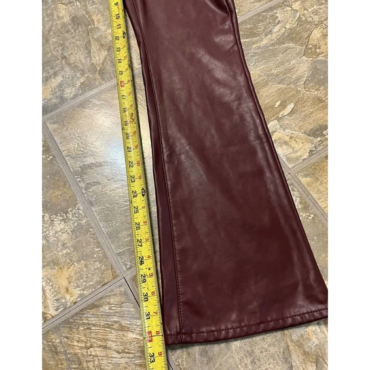 American Eagle Super High Rise Kick Boot Pants Women 10 Burgundy Faux Leather