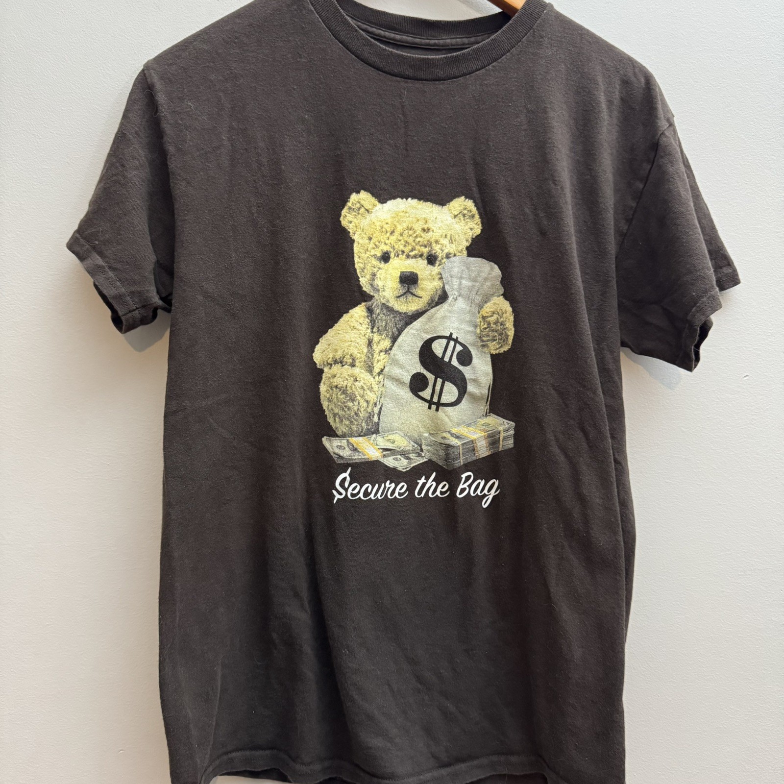 Pretty Vacant Brand Secure The Bag Teddy Bear T-shirt Adult Medium Brown