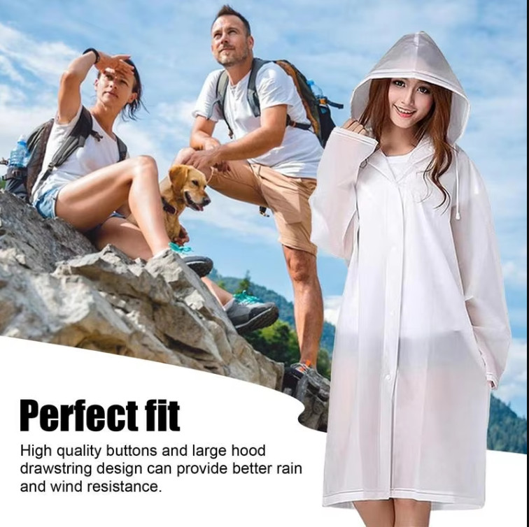 Adult Waterproof Hooded Raincoat Jacket Rain Coat Poncho Rainwear Outdoor Hiking