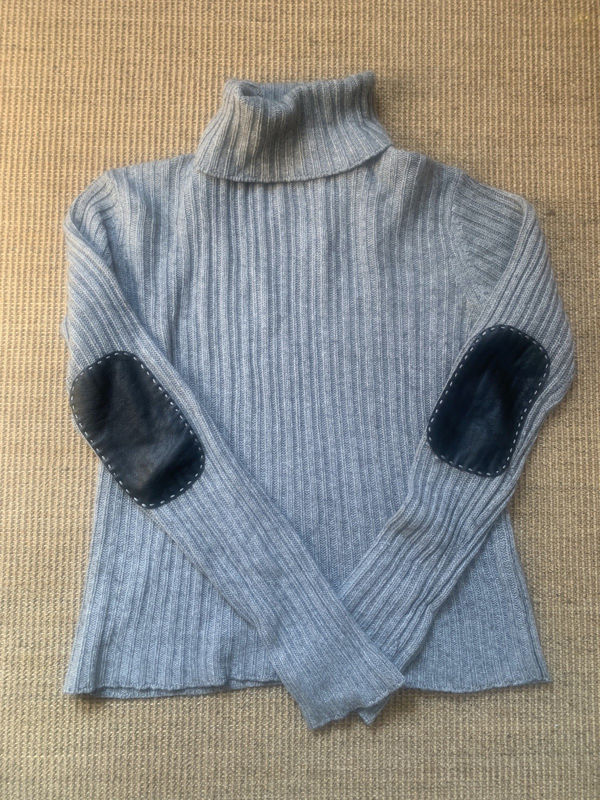 Regina Rubens Label Elbow Patch Silk Cashmere Roll Neck Turtleneck Size Medium
