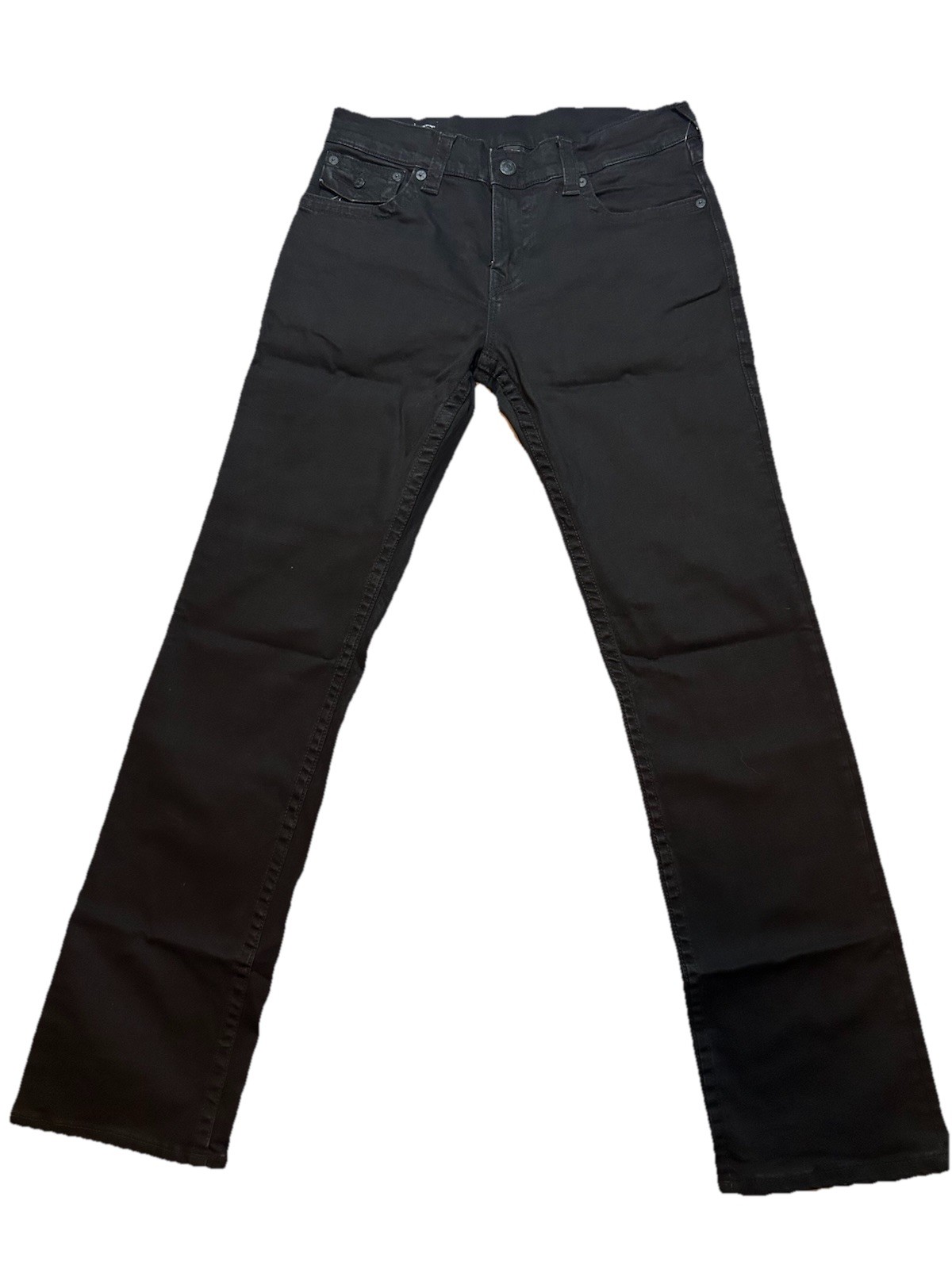 True Religion Men’s Black Dark Wash Denim Jeans Relaxed Straight 5-Pocket