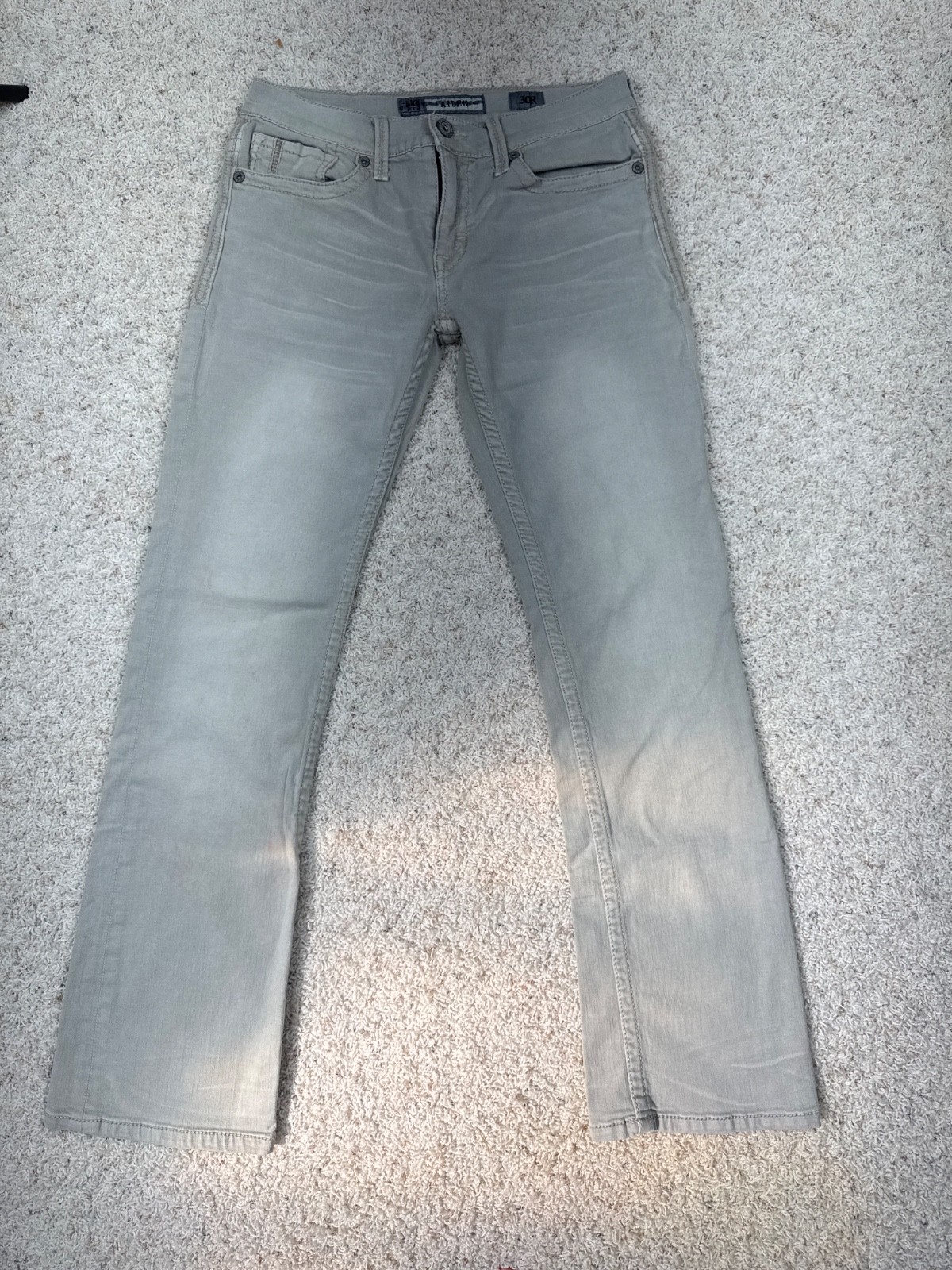 BKE Jeans Mens Aiden Straight Sz 30×32 Buckle Denim Pants Gray Thick Stitch