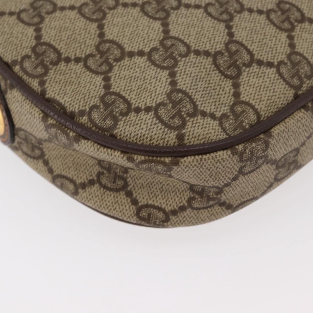GUCCI GG Supreme Web Sherry Line Bag PVC Beige Gold 007 58 6112 Auth 176401