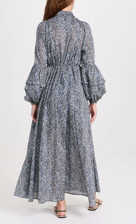 JOSLIN Olympia Cotton Maxi Mock Shirt Dress Sandwash Blue Size 8 Orig. $680 NEW