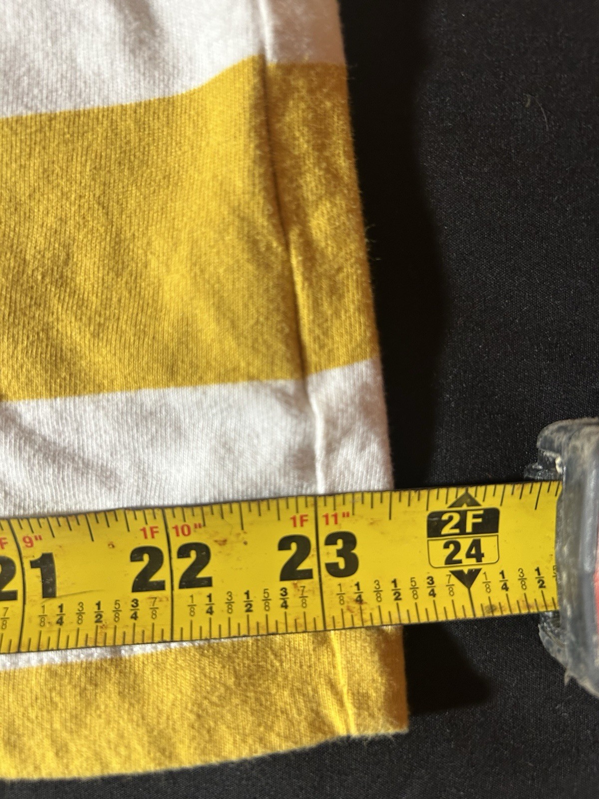 Stussy Yellow White Striped Pocket Logo Cotton Knit T-Shirt Men’s XL