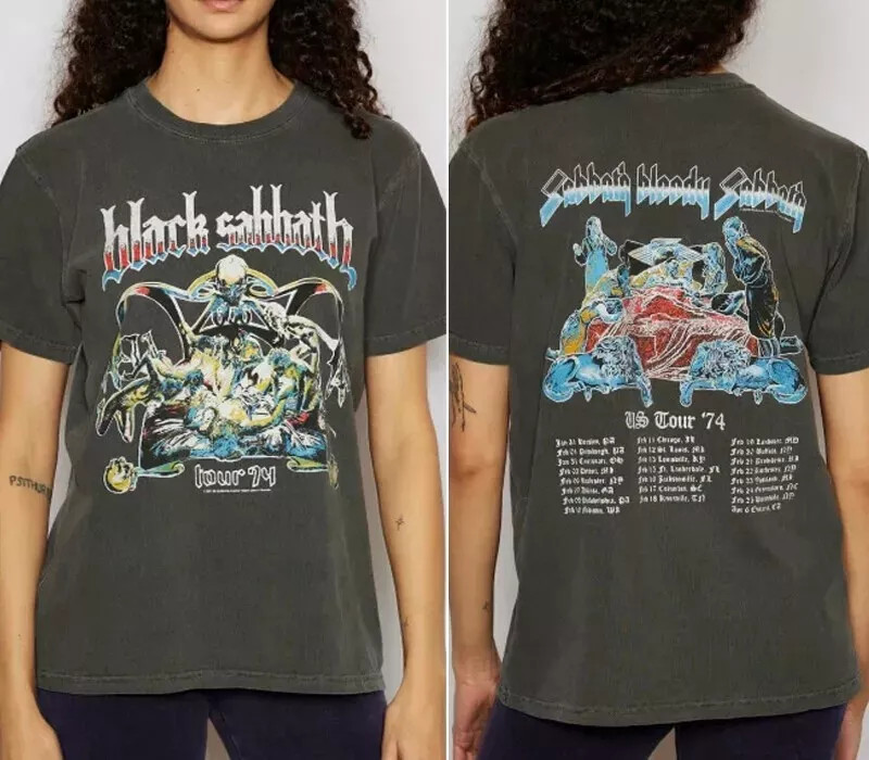 Remake Black Sabbath US Tour of 1974 charcoal T Shirt Full Size S-5XL
