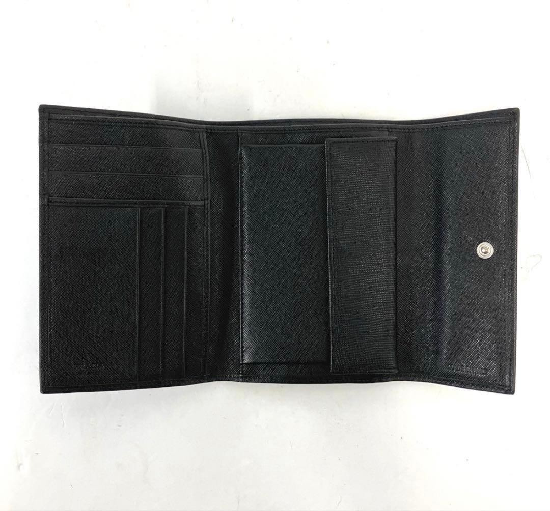 Popular PRADA Prada Bifold Wallet Triangle Plate Saffiano Leather Black