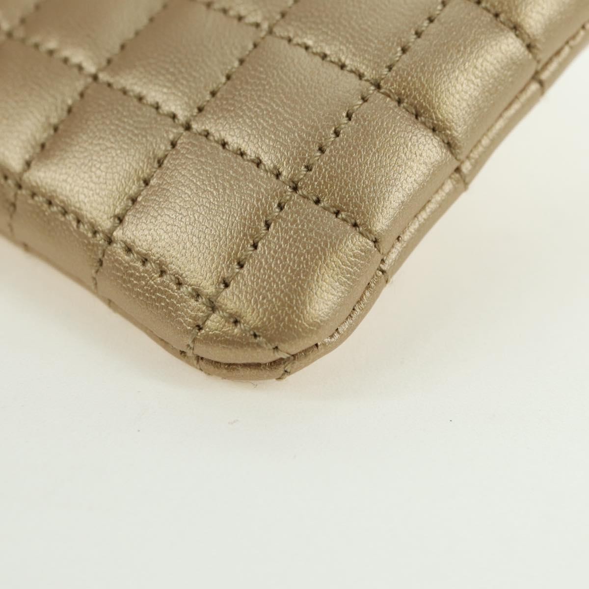 CELINE C Charm Coin Purse Leather Gold Auth am11616V