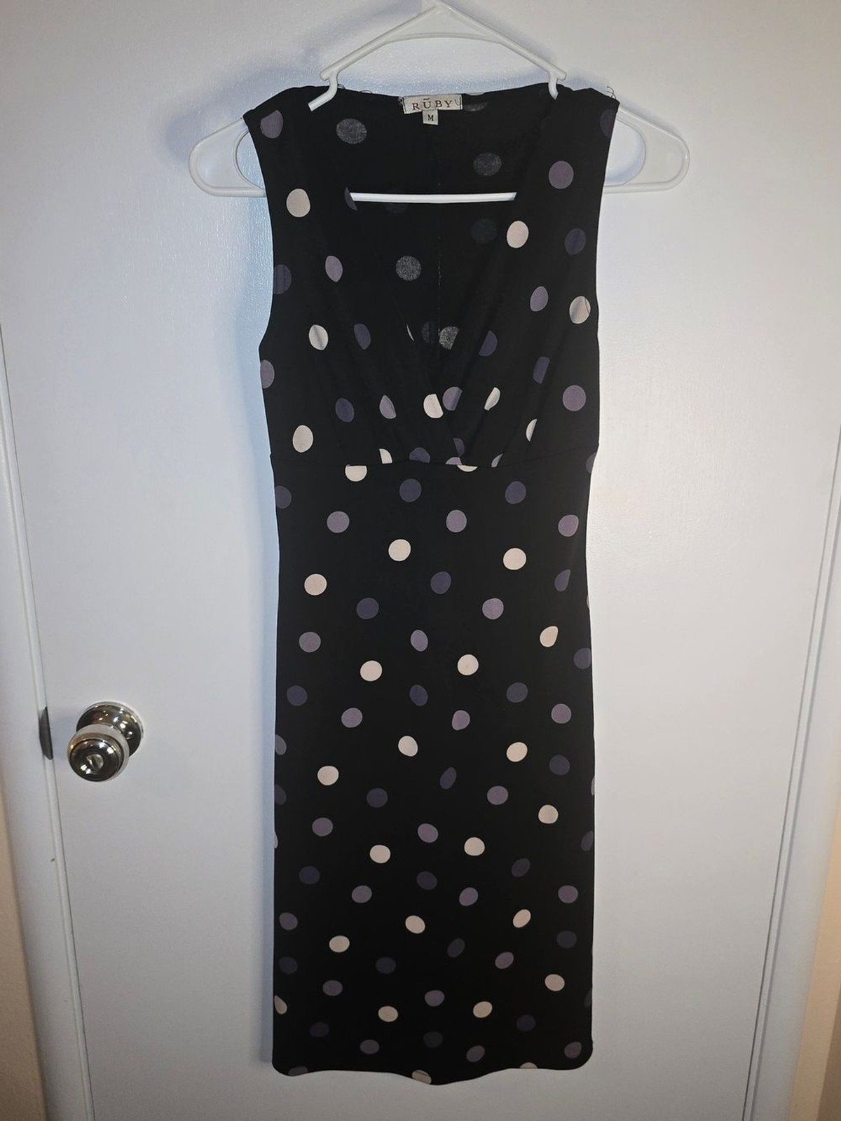 Source Unknown Black Sleeveless Polka Dot Midi Dress