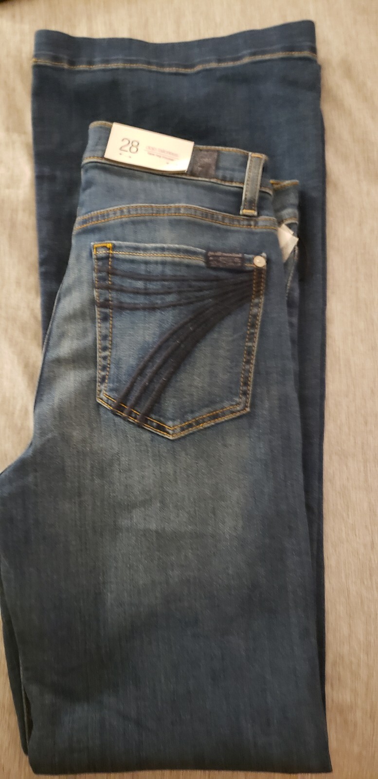 7 for all mankind Dojo Tailorless Flare Leg Trouser jeans Blue 28 NWT