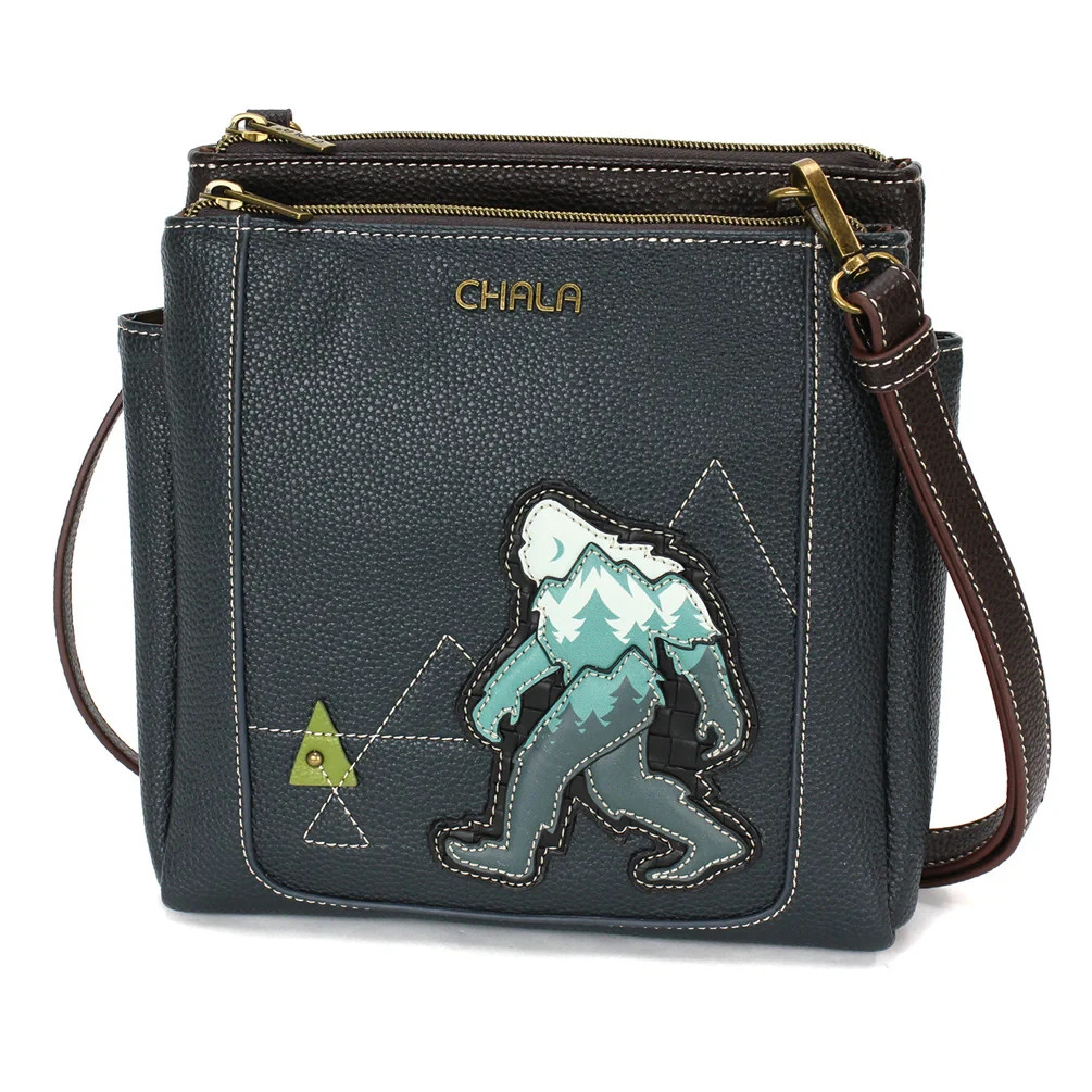 NEW CHALA NAVY BLUE BIG FOOT MERRY MESSENGER XBODY BAG PURSE FAUX LEATHER RFID