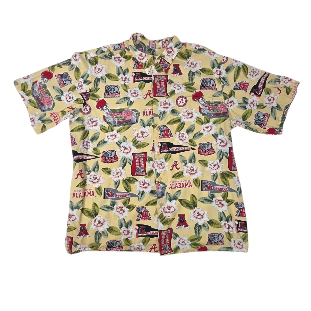 Reyn Spooner Alabama Crimson Tide Aloha Hawaiian Shirt XXL 100% Cotton USA