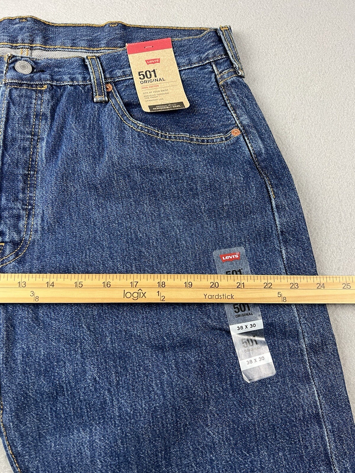 LEVI’S 501 Regular Fit Straight Leg Button Fly Jeans W38 L30 Dark Stonewash NWT
