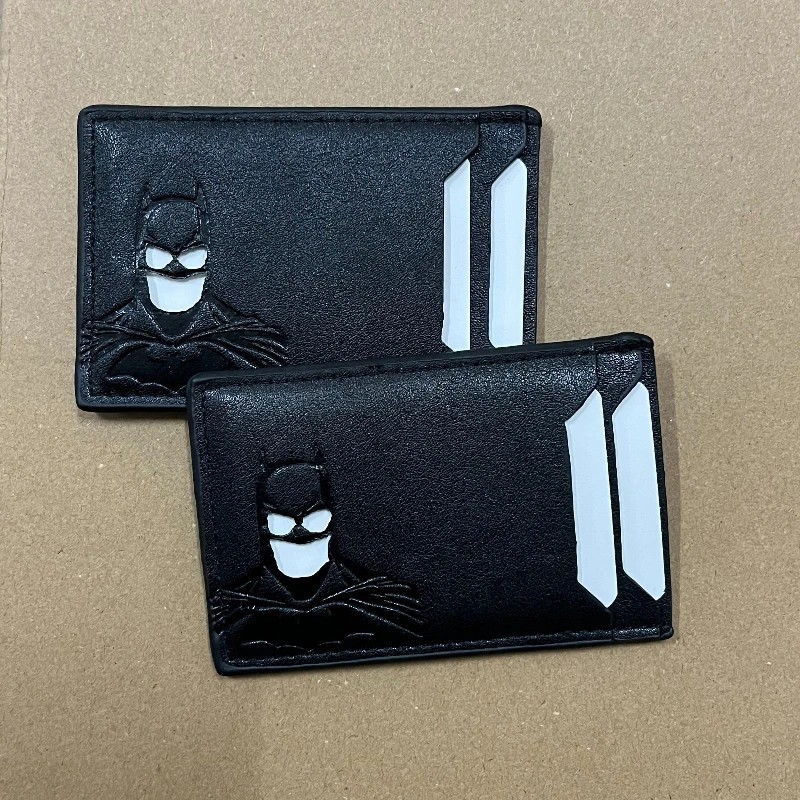 Personalized Leather Bat Wallet Superhero Mask Card Holder Heroic ID Wallet.