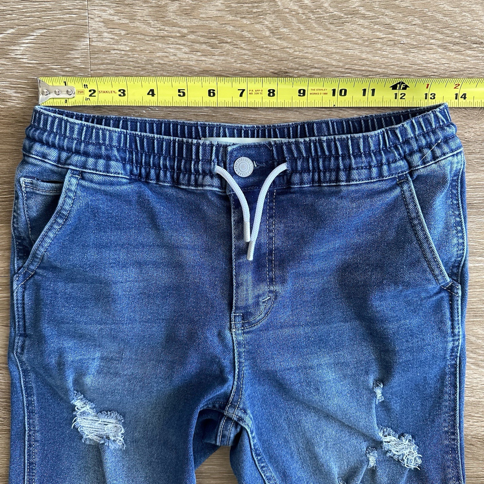 Levi’s Distressed Denim Jean Shorts Adjustable Waist Blue Youth Boys Large