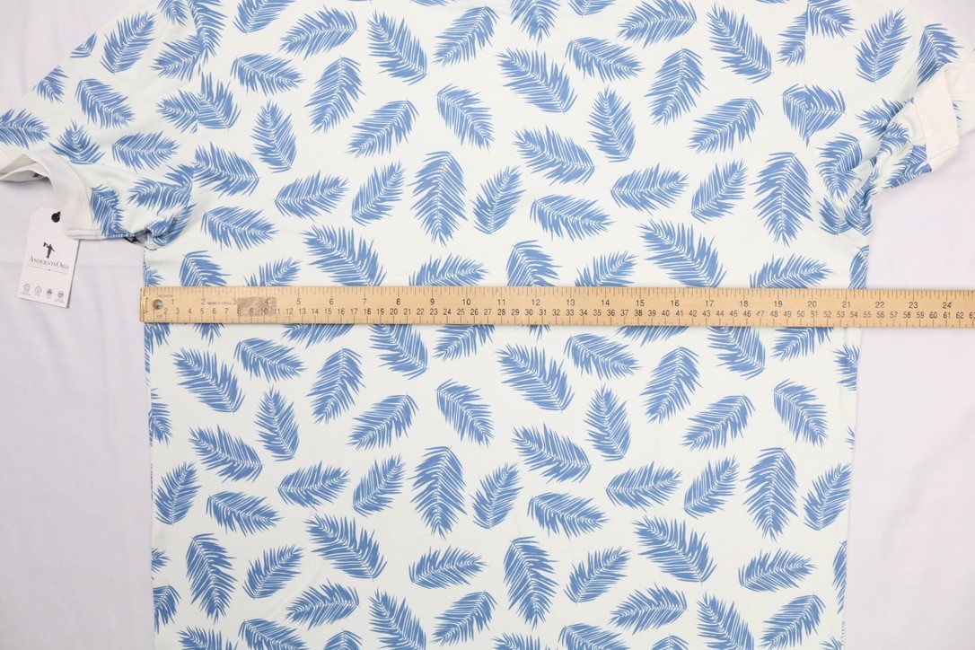 Anderson Ord Canal Polo Creme / Laguna Blue Size M Floral Wick Quick Dry Stretch