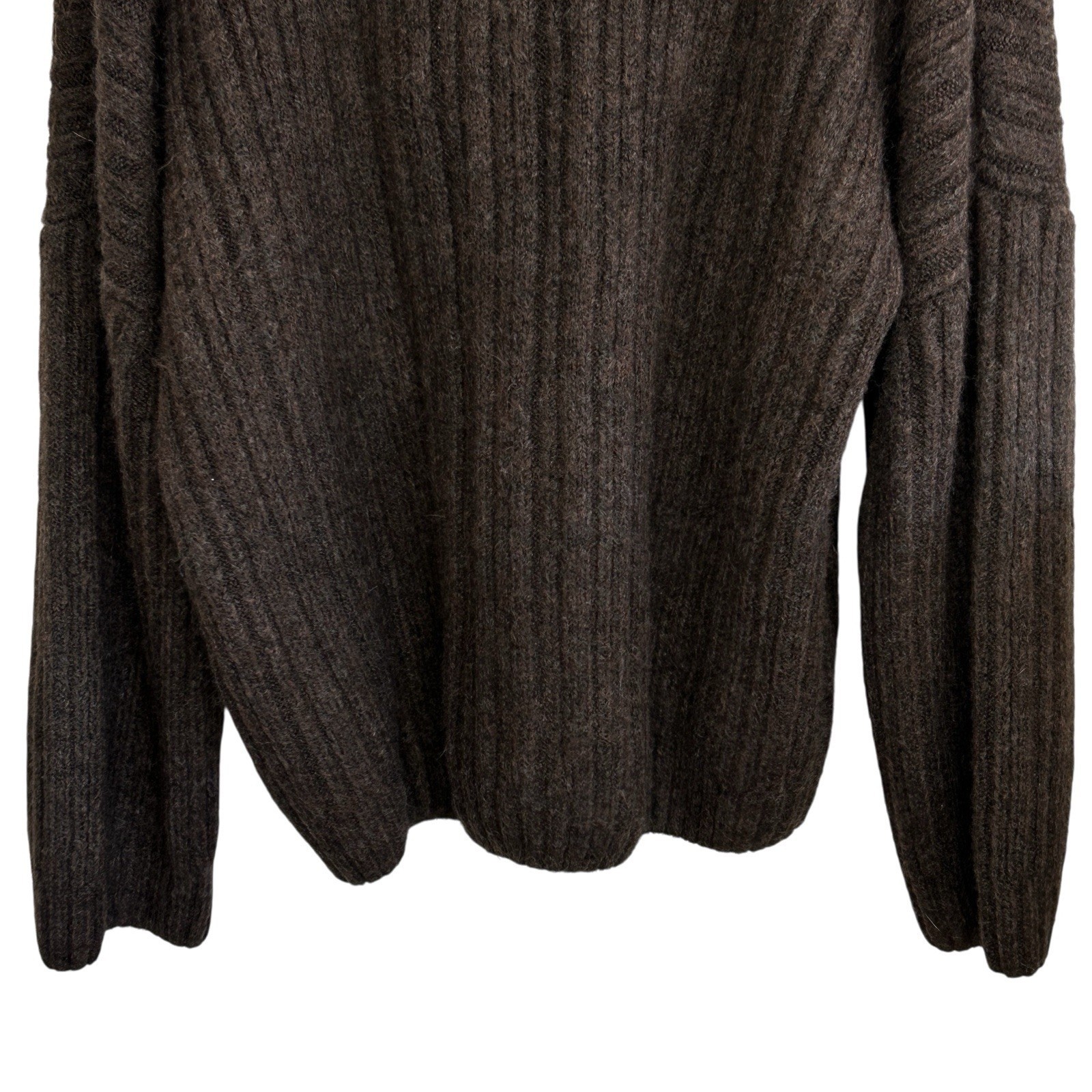 Source Unknown Becca Oversized Sweater O/S Chunky Knit Money Roll Neck Brown NEW