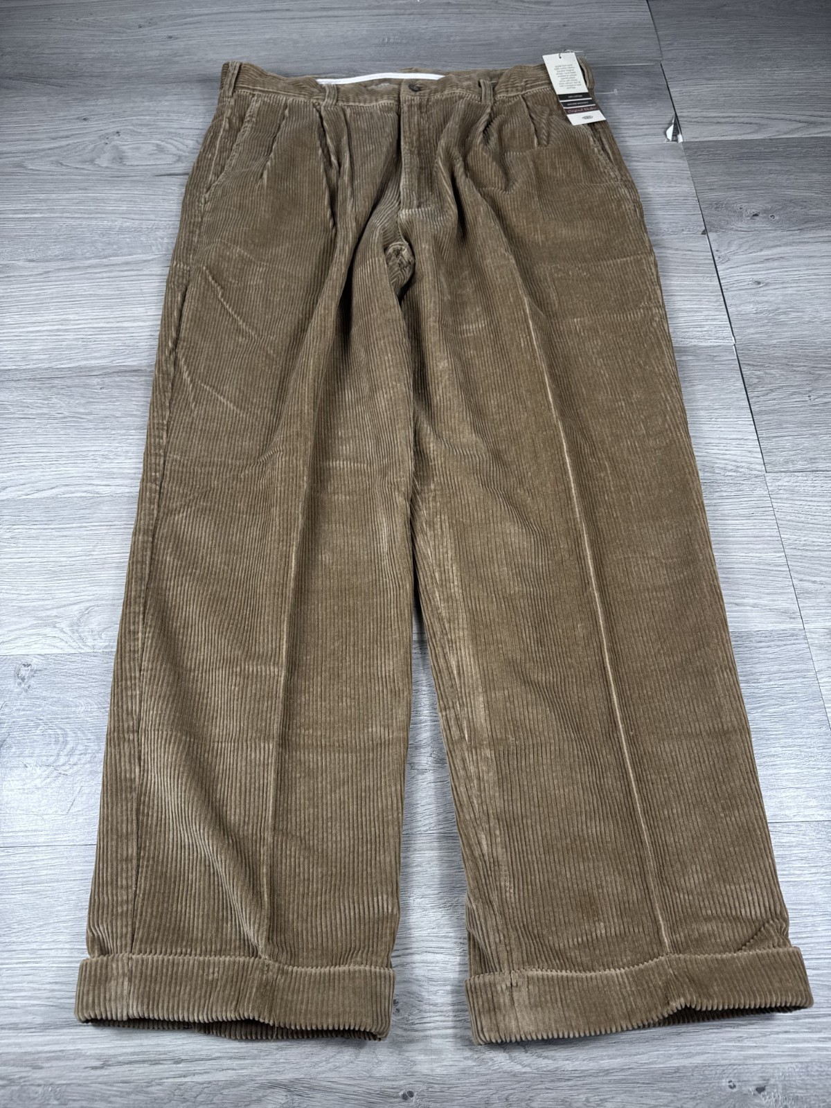 Savane Pants Mens 36×29 Brown Khaki Whale Corduroy Pleated Front Relaxed Fit