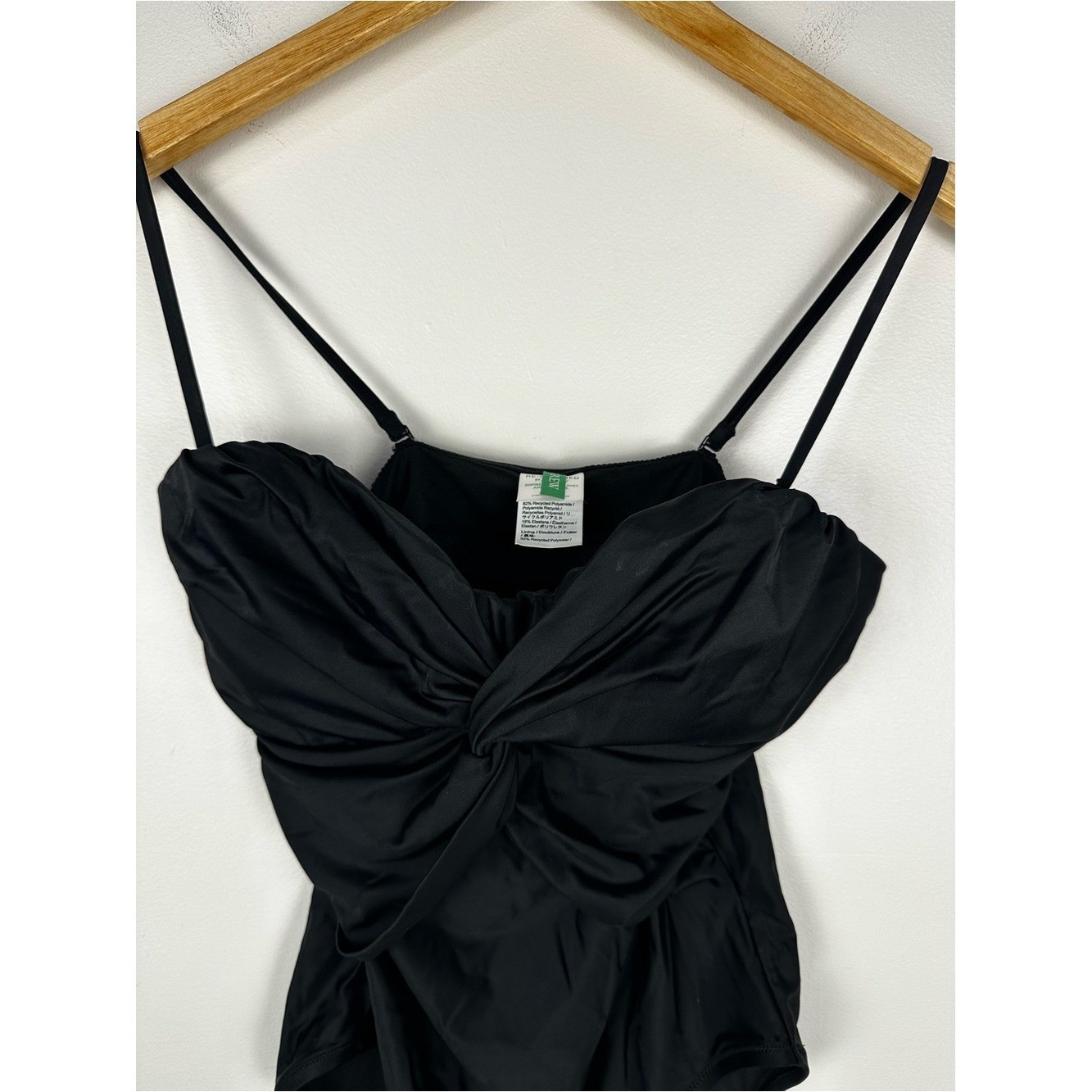 J.Crew New Womens Plus Twist Front Bandeau Swimsuit Black Size 8