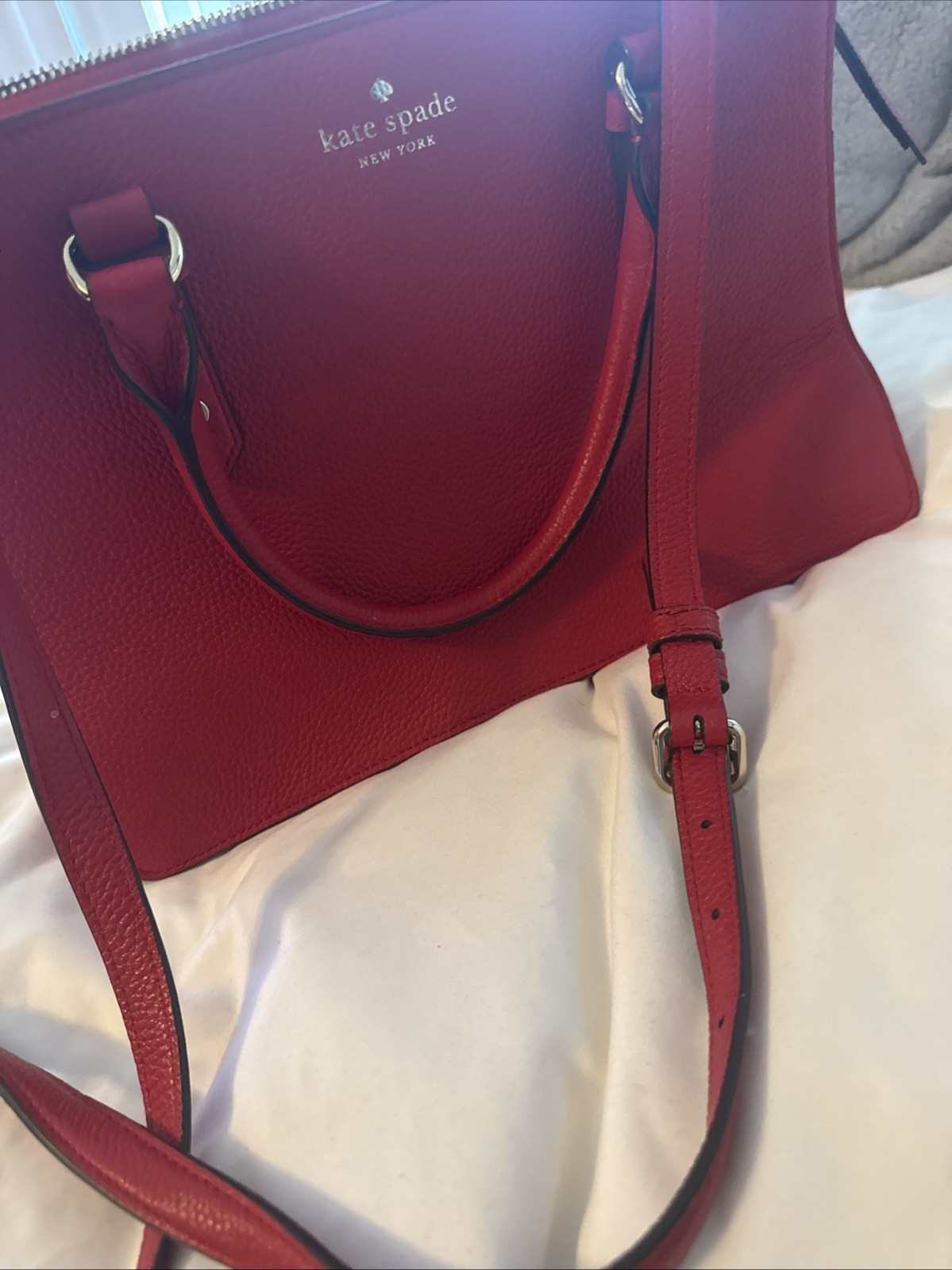 Kate Spade Mulberry Street Lise Convertible Bag Bright Red Medium Size
