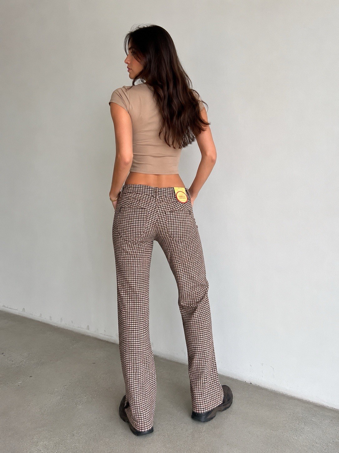 Sabrina Lauren Womens checker front zipper bootcut ankle length Pants w pockets