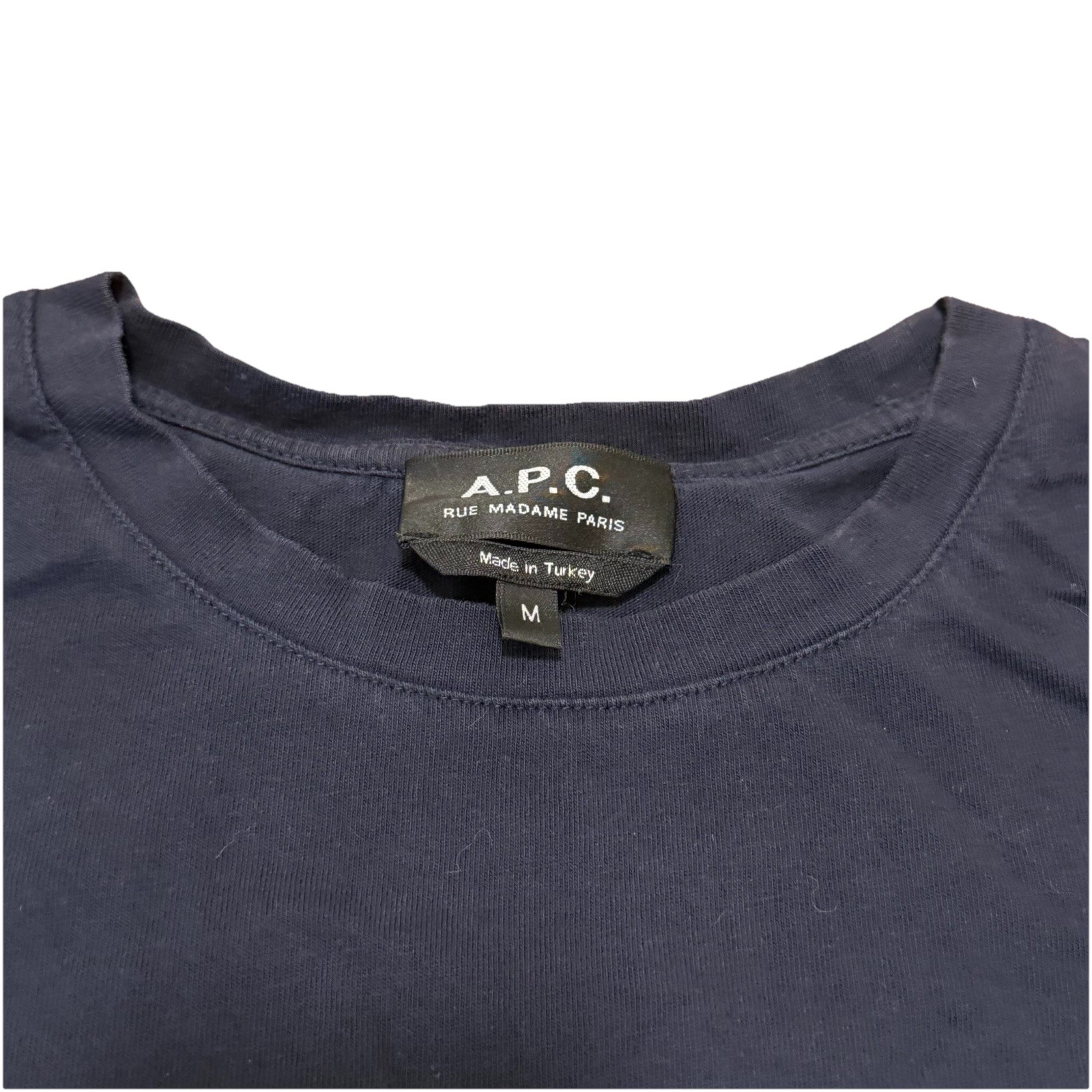 A.P.C. Rue Madame Paris VPC Logo T-Shirt Navy Blue Short Sleeve Men’s Medium