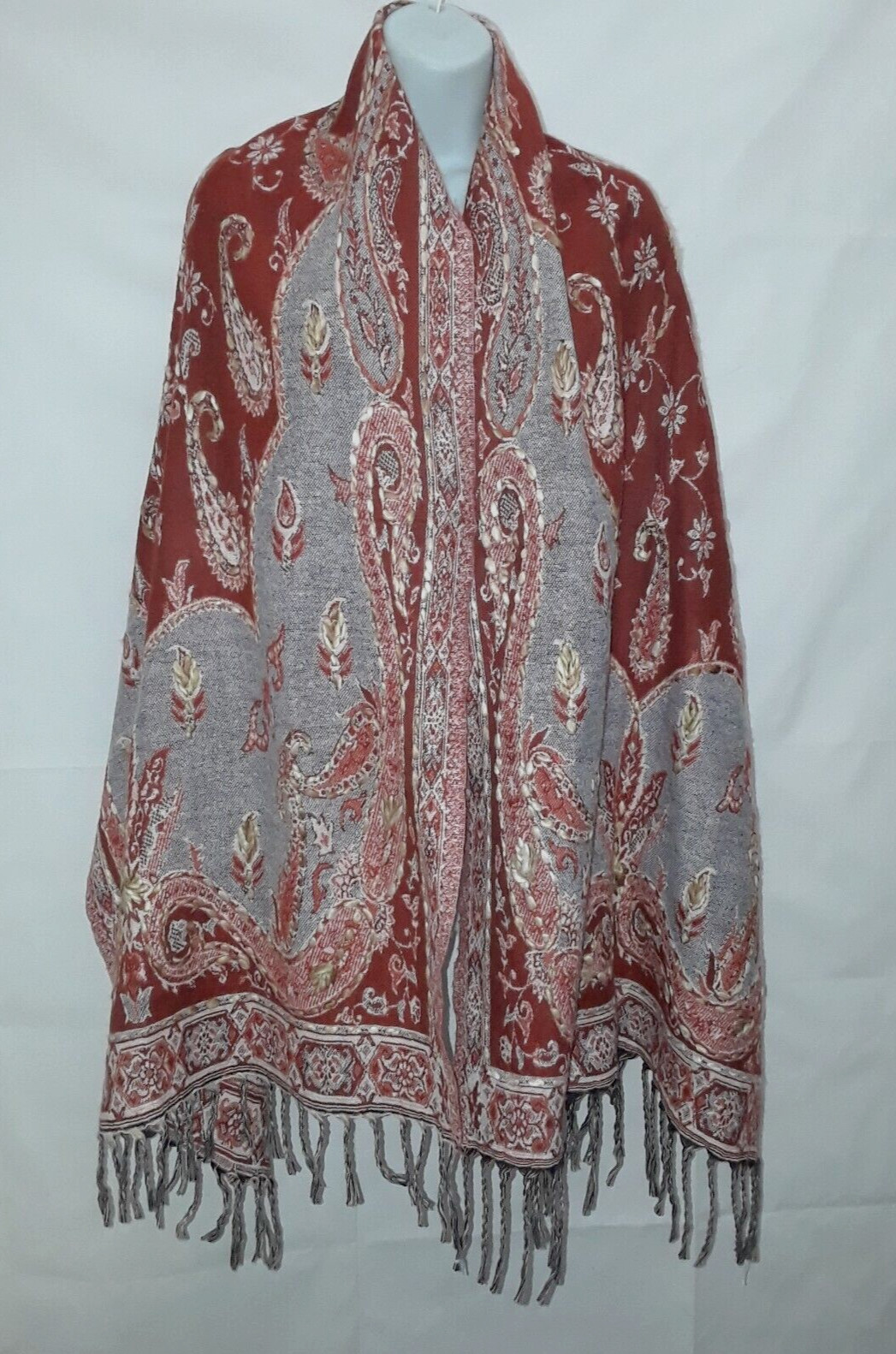 Wind Horse Made in India Paisley Tapestry Unisex 100% Acrylic Boho Shawl 26 x 76