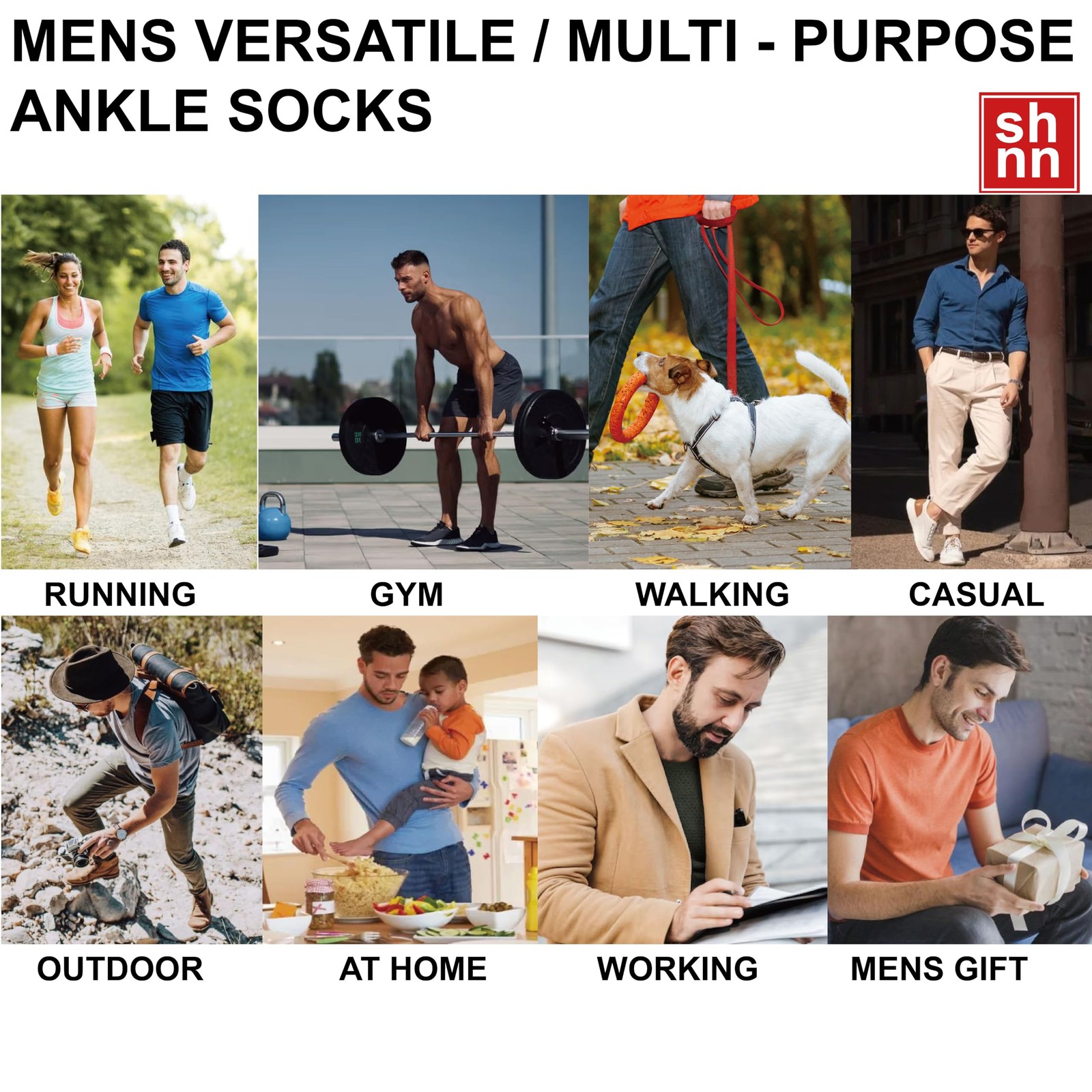 shnn 12 Pairs Mens Ankle Socks Athletic Casual Low Cut Short Socks for Men