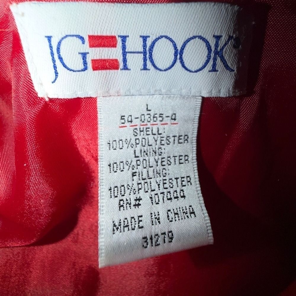 JG HOOK Red Rose Jacquard Quilted Button Front Jacket Women’s Size L