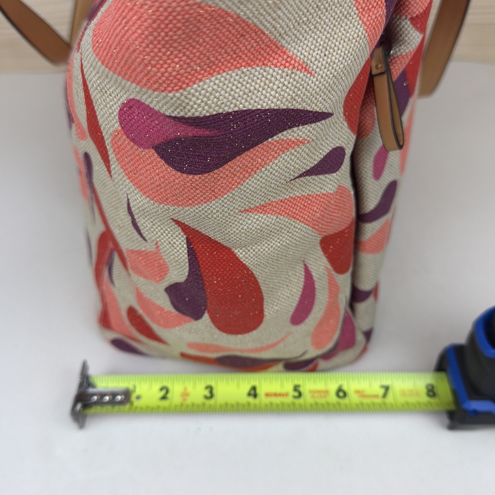 Vera Bradley Canvas Glitter Tote Bag – Tear Drop Pattern – Pink/Beige/Purple/Red
