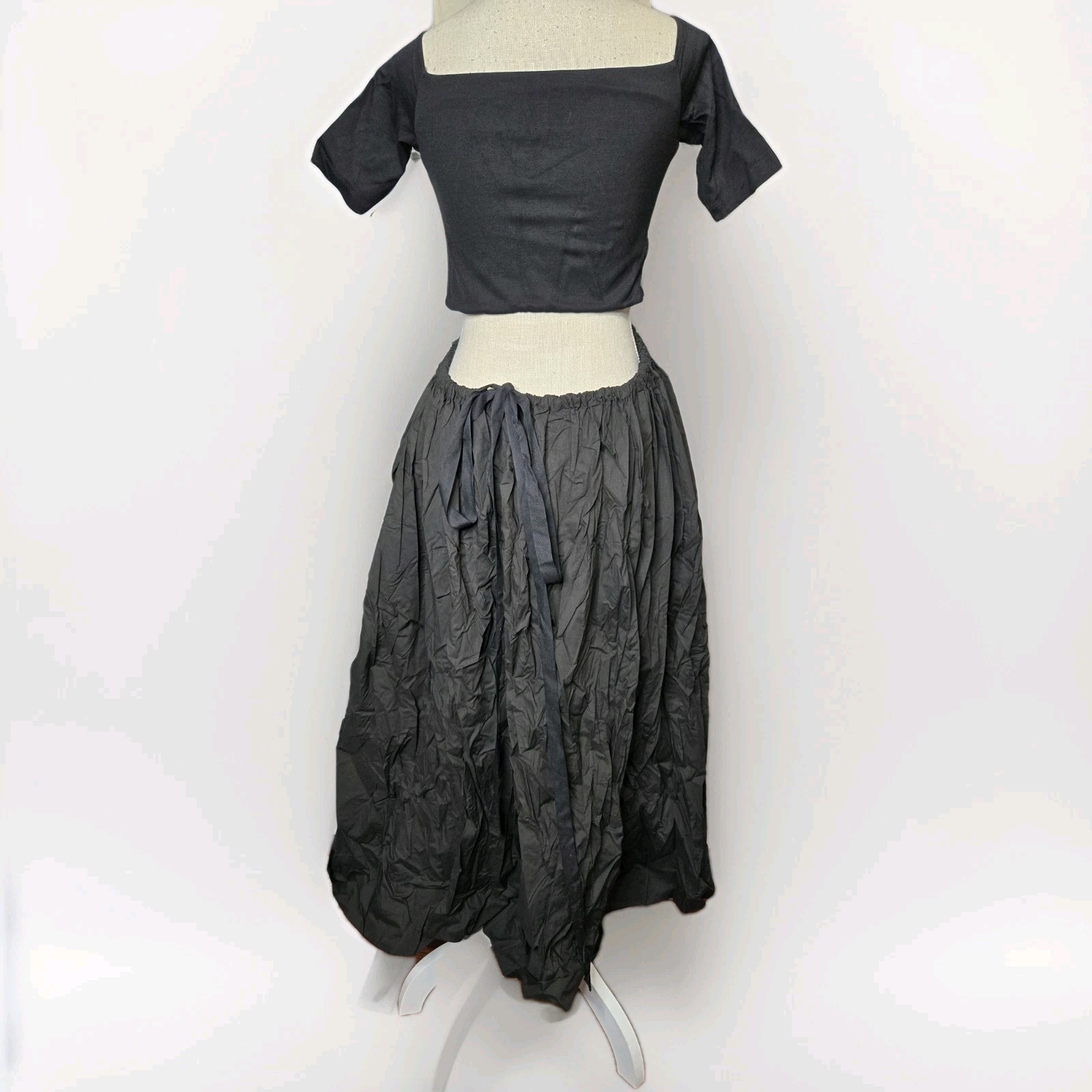 Kallmeyer New York Black Dress Solid Top With Crinkle-textured Bottom S/M NWT