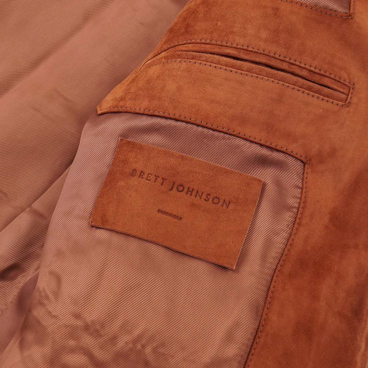 Brett Johnson Rich Brown Quilted Calf Suede Leather Bomber Jacket L (Eu 52) NWT
